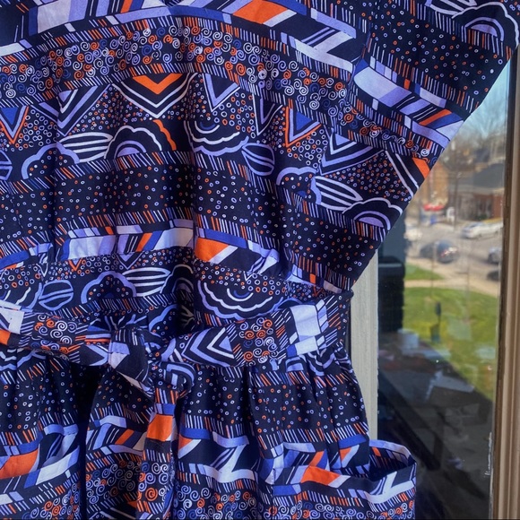 RARE Porridge Anthropologie Button-Back Graphic Print Open Back Wrap Midi Dress - Picture 3 of 9